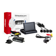 Parkeringssensorset TFT02 4,3' med kamera HD-305-LED 4 svarta sensorer