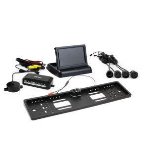 Parkeringssensorset TFT02 4,3' med kamera HD-402-LED 4 svarta sensorer