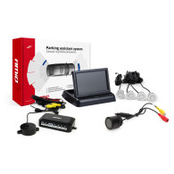 Parkeringssensorset TFT02 4,3' med kamera HD-301-IR 4 silverfärgade sensorer