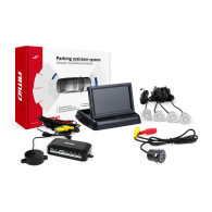 Parksensorsats TFT02 4,3" med kamera HD-307-IR 4 silverfärgade sensorer