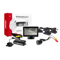 Parkeringssensorset TFT01 4,3' med kamera HD-301-IR 4 svarta sensors truck.
