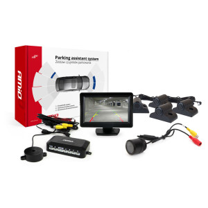 Parkeringssensorset TFT01 4,3' med kamera HD-301-IR 4 svarta sensors truck.