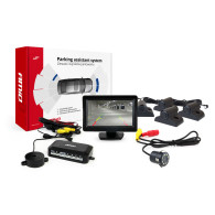 Parkeringssensorset tft01 4,3' med kamera hd-308-led 4 svarta trucksensorer