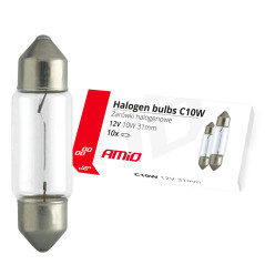 Halogenlampor c10w festoon 31mm 12v 10 st. amio-02555

(Note: The translation provided is in Swedish)