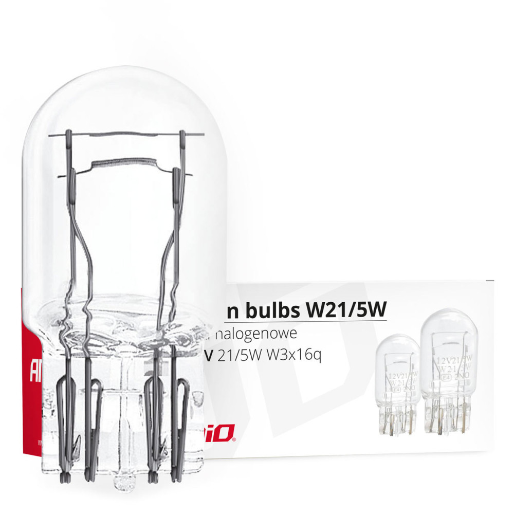 Halogenlampor t20 w21/5w w3x16d 10 st. amio-02552 Halogenlampor t20 w21/5w w3x16d 10 st. amio-02552