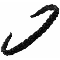 BQ47C Hårband pärlor svart