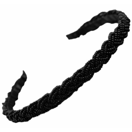 BQ47C Hårband pärlor svart