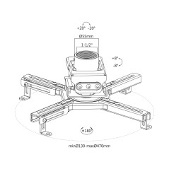 Huvudet på Maclean takfäste för projektor, Profi Market System, 80-980mm, max 35kg, svart, MC-913. | HandlaSmidigt.se