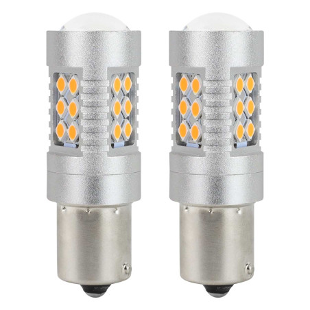 LED-lampor Canbus BAU15S PY21W orange amber 12V 24V AMIO-02580