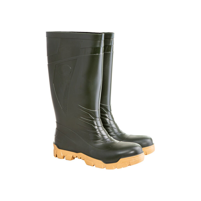 Gummistövlar herr grön-gul, (13159), PVC, med stålhätta och spiktrampskydd, storlek '46', CE, Fagum
