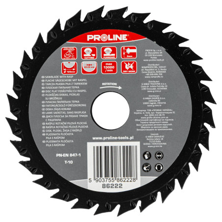 Skiva med sågblad och grova tänder 125 mm Proline