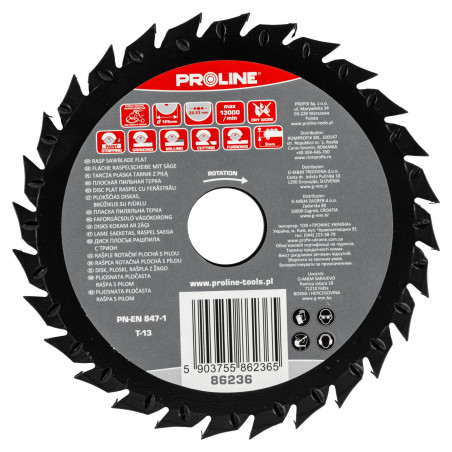 Skiva med tjocka tänder och sågblad 125mm Proline