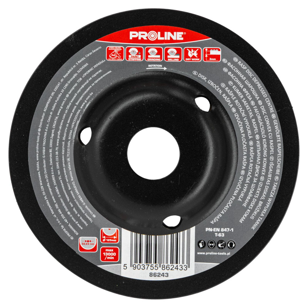 Konvex slipad skiva med små tänder typ b 125mm proline Konvex slipad skiva med små tänder typ b 125mm proline