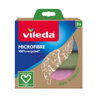 Ett set med 3 Vileda Microfibertrasor tillverkade av 100% återvunnen mikrofiber.