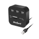 USB 2.0-hubb med 3 portar och minneskortläsare