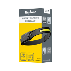 Pannlampa med uppladdningsbart batteri (5W COB + 3W Led) - huvudband