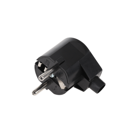 Vinklad stickkontakt med jordning, svart WT-20-2