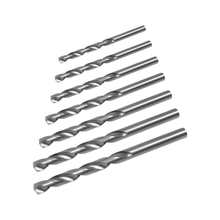 Ett set bor för metall, 7 delar.