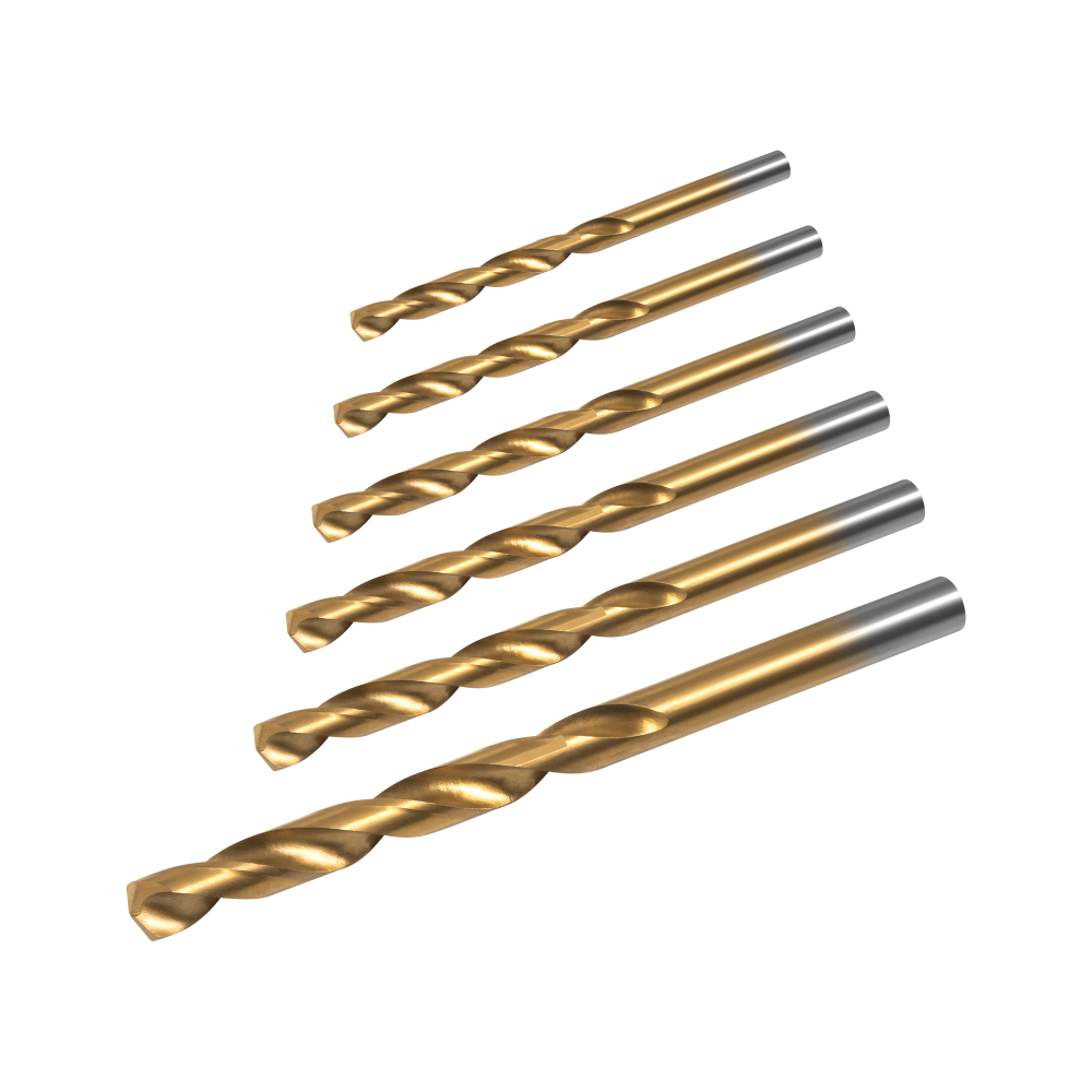 Set med 6 metallborrar HSS.