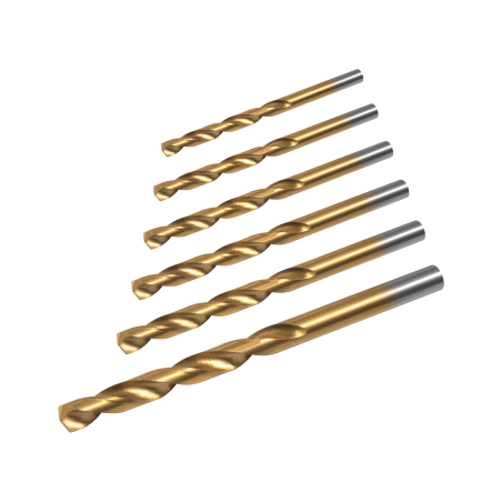 Set med 6 metallborrar HSS.