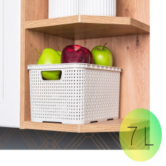 Rattan korg 7L BranQ antikvit vit