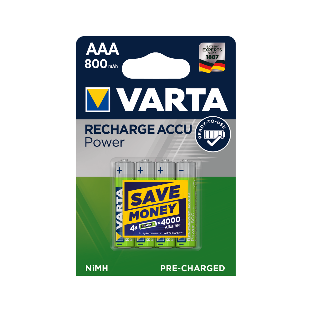 Batteri VARTA AAA 800mAh 4 st/fp. Batteri VARTA AAA 800mAh 4 st/fp.