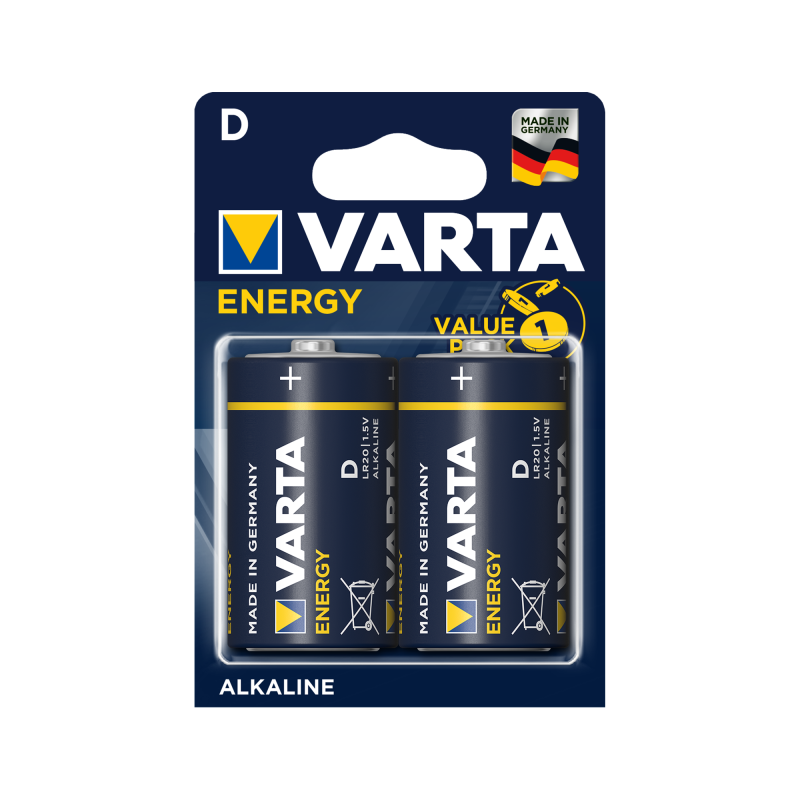 Alkaliskt batteri VARTA LR20 ENERGY 2 st/fp.
