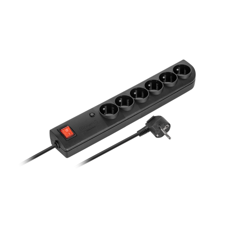 Överspänningsskydd 6-vägs 1,5m svart PSF4-601-2