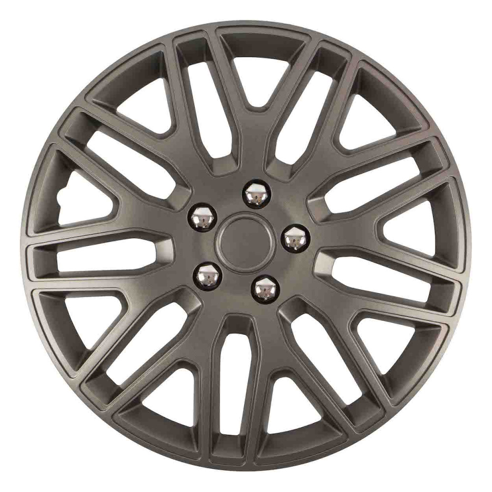 Hjulnavskåpa grafit Dakar NC 17" med kromade skruvar