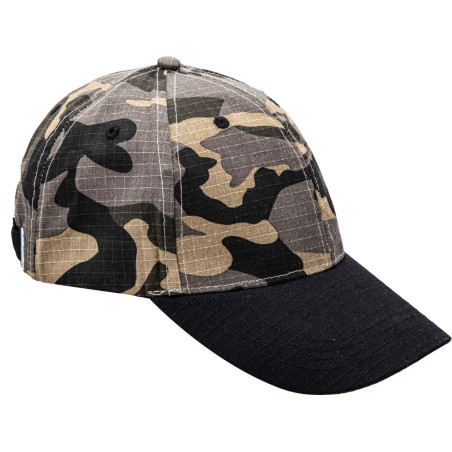 Mössan med kamouflage-mönstrad skärm svart-beige-kaki, Lahti.