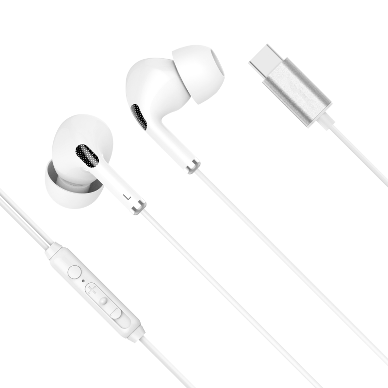 In-ear hörlurar med mikrofon på USB-C Kruger&Matz C1 vita
