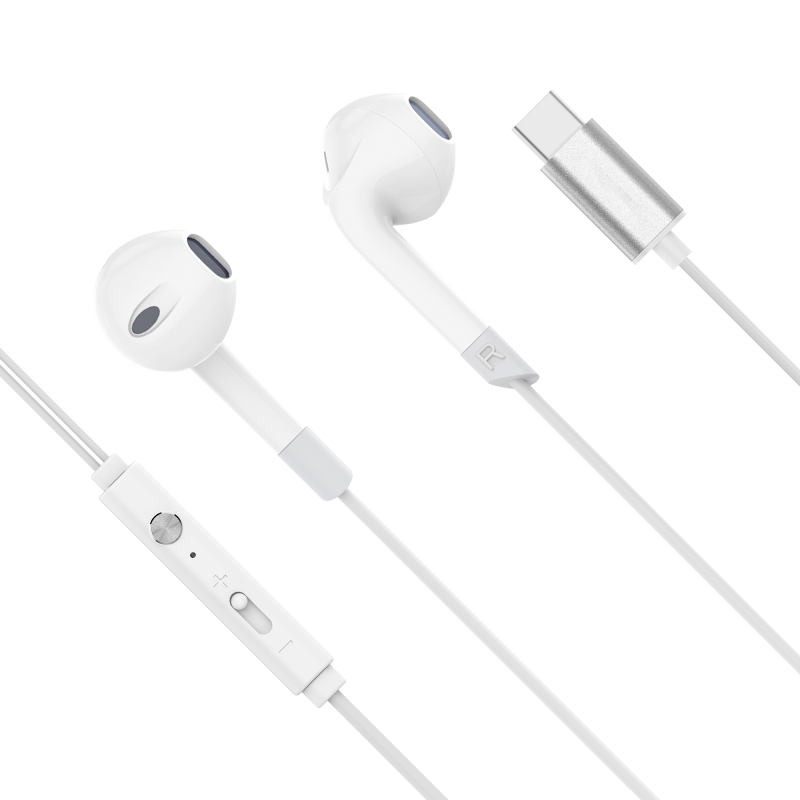 In-ear hörlurar med mikrofon på USB-C Kruger&Matz C2 vita