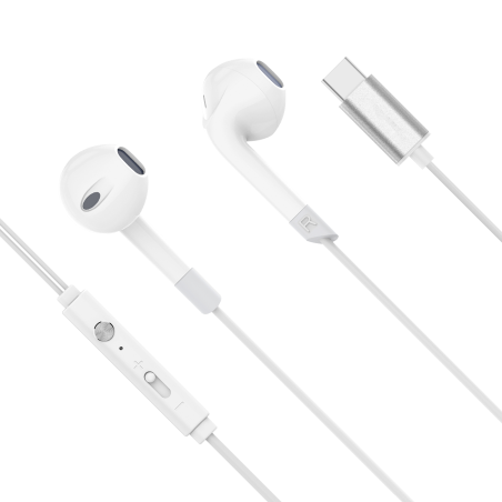 In-ear hörlurar med mikrofon på USB-C Kruger&Matz C2 vita