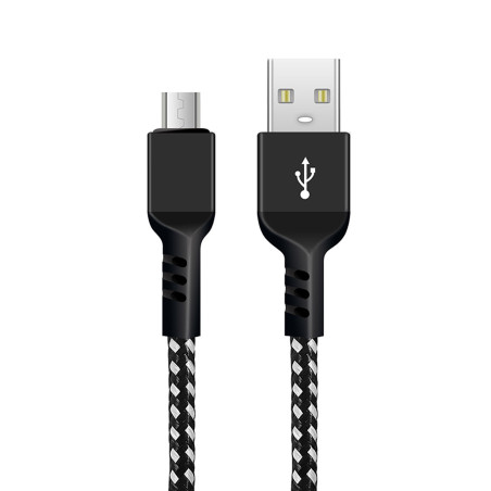 Kabel micro USB Maclean, stödjer Fast Charge 2.4A, dataöverföring, 5V/2.4A, Svart, Längd 2m, MCE483