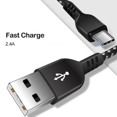 Kabel micro USB Maclean, stödjer Fast Charge 2.4A, dataöverföring, 5V/2.4A, Svart, Längd 2m, MCE483