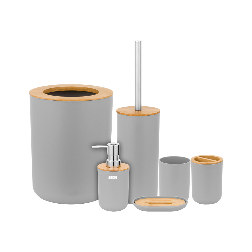Badrumsaccessoarset (6 delar) grå Badrumsaccessoarset (6 delar) grå