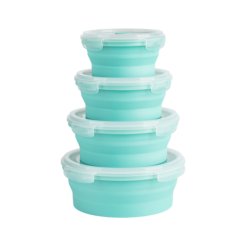 Set av hopfällbara runda behållare