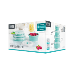 Set av hopfällbara runda behållare