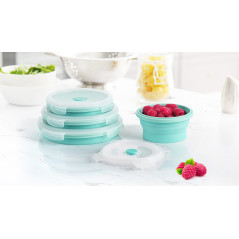 Set av hopfällbara runda behållare