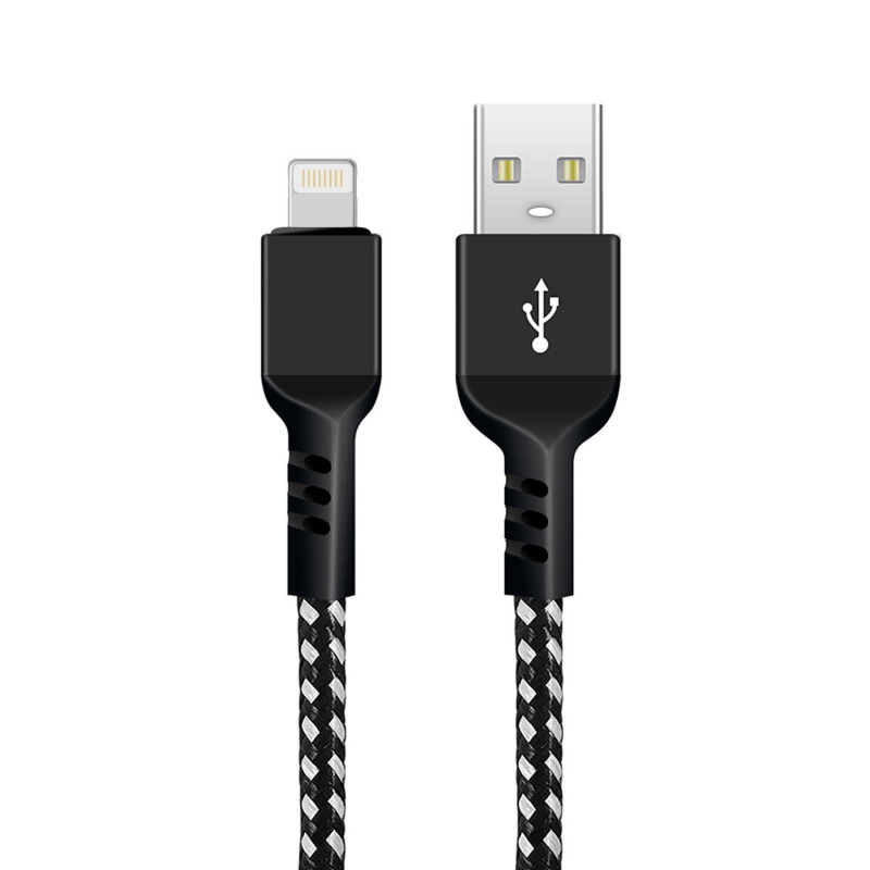Kabel till iPhone Maclean, till iPhone, Stödjer snabbladdning 2.4A, Datatransfer, 5V/2.4A, Svart, Längd 2m, MCE481