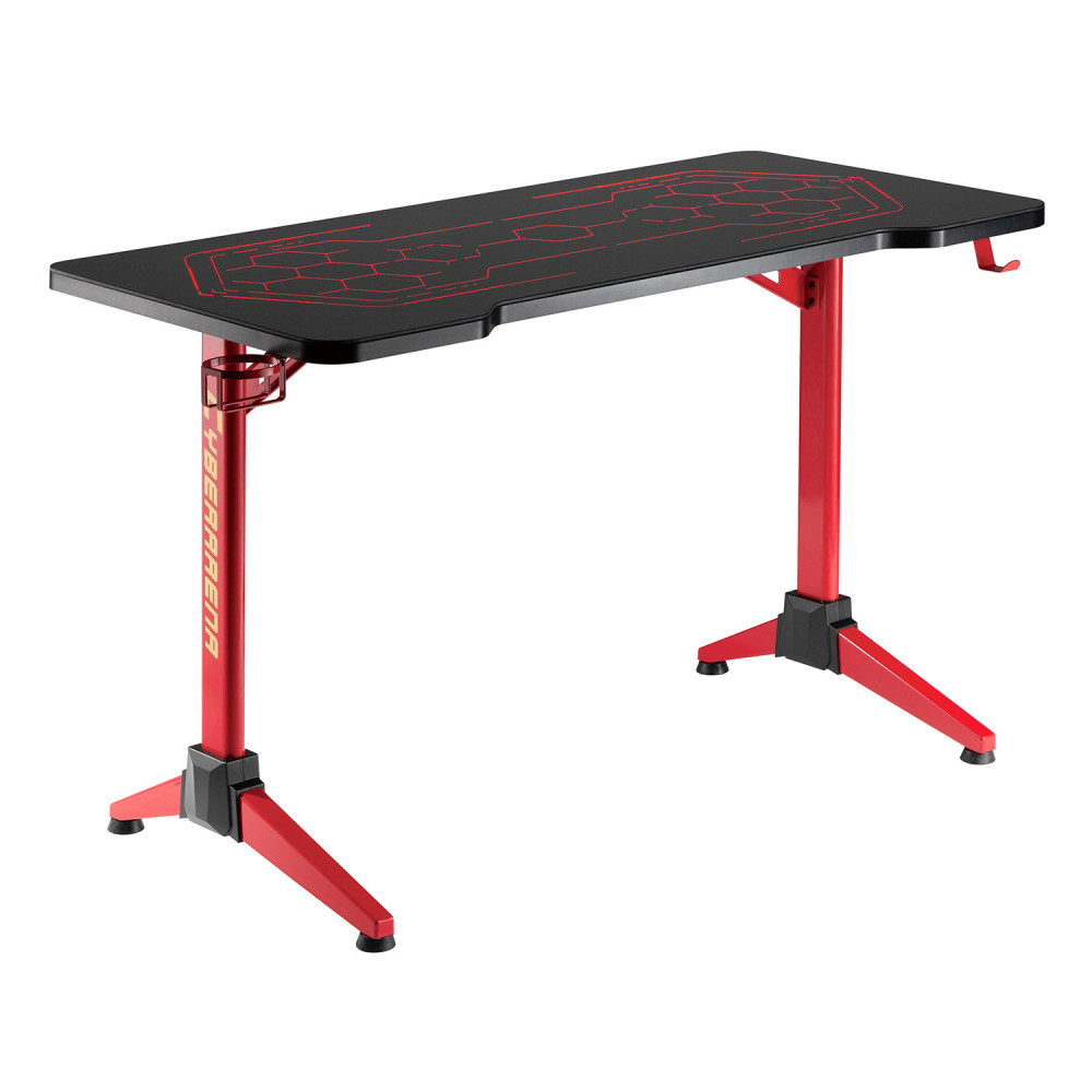 Skrivbord för gaming med RGB LED-lampor NanoRS, svart, stort, max 100 kg, höjd 760 mm, RS163.