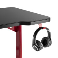 Skrivbord för gaming med RGB LED-lampor NanoRS, svart, stort, max 100 kg, höjd 760 mm, RS163.