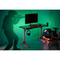 Skrivbord för gaming med RGB LED-lampor NanoRS, svart, stort, max 100 kg, höjd 760 mm, RS163.