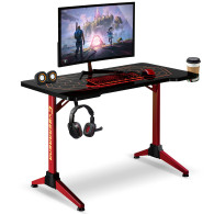 Skrivbord för gaming med RGB LED-lampor NanoRS, svart, stort, max 100 kg, höjd 760 mm, RS163.