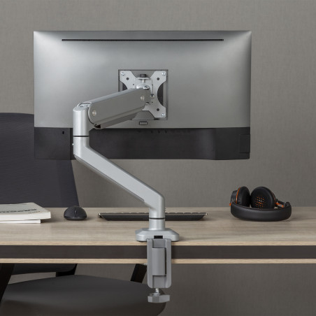 Monitorfäste i aluminium med gasfjäder Ergo Office, dubbelarm, VESA 75x75/100x100, 17'-32' 10 kg silver, ER-447