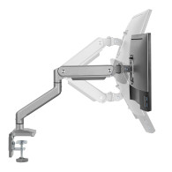 Monitorfäste i aluminium med gasfjäder Ergo Office, dubbelarm, VESA 75x75/100x100, 17'-32' 10 kg silver, ER-447