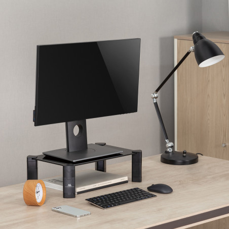 Laptop- / monitorställ Maclean, max 20 kg, härdat glas, (429x269x127mm), MC-934