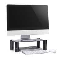 Laptop- / monitorställ Maclean, max 20 kg, härdat glas, (429x269x127mm), MC-934