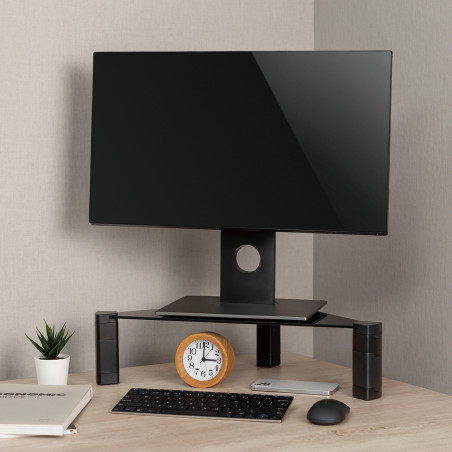 Laptop / monitor hörnstativ Maclean, max. 20 kg, härdat glas, (515x285x127mm), MC-935