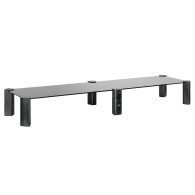 Monitorställ för två skärmar - dubbel Maclean, max 20 kg, härdat glas, (1029x285x127mm), MC-936